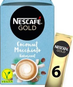 Nescafé Gold Coconut Macchiato Oploskoffie - 6 Doosjes à 6 Zakjes -Beroemde Koffie Winkel 1005x1200