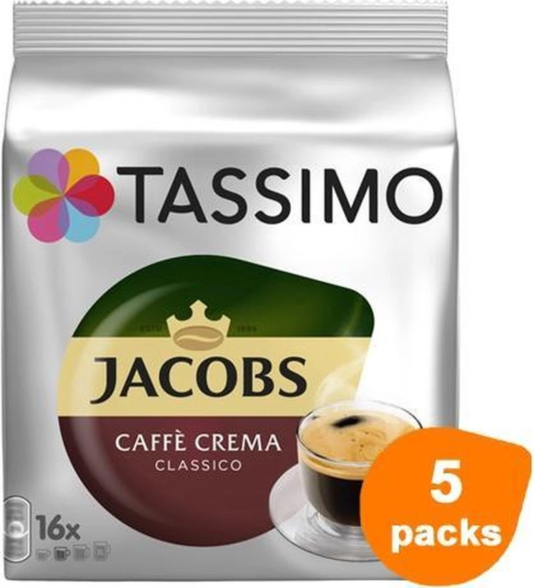 Tassimo - Jacobs Caffè Crema Classico - 5x 16 T-Discs 4 Tassimo - Jacobs Caffè Crema Classico - 5x 16 T-Discs - Afbeelding 2