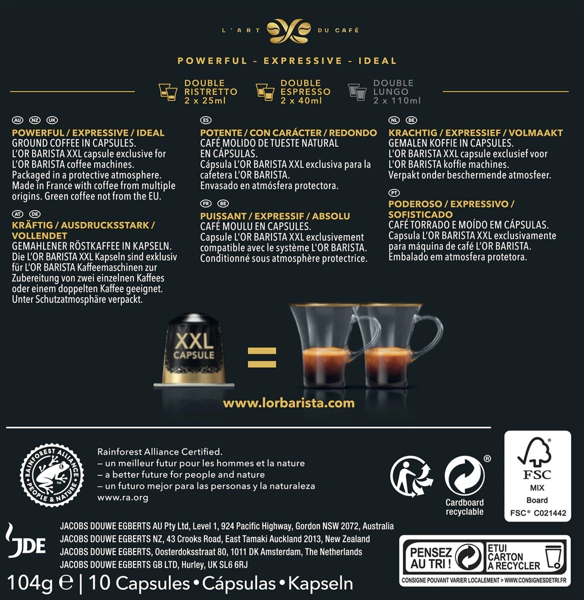 L'OR BARISTA XXL Ristretto (11) - 5 X 10 Koffiecups 4 L'OR BARISTA XXL Ristretto (11) - 5 X 10 Koffiecups - Afbeelding 2