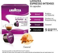 Lavazza Espresso Intenso Capsules - Geschikt Voor Dolce Gusto Apparaat - 6 X 16 Stuks 8 Lavazza Espresso Intenso Capsules - Geschikt Voor Dolce Gusto Apparaat - 6 X 16 Stuks -Beroemde Koffie Winkel 1200x1101