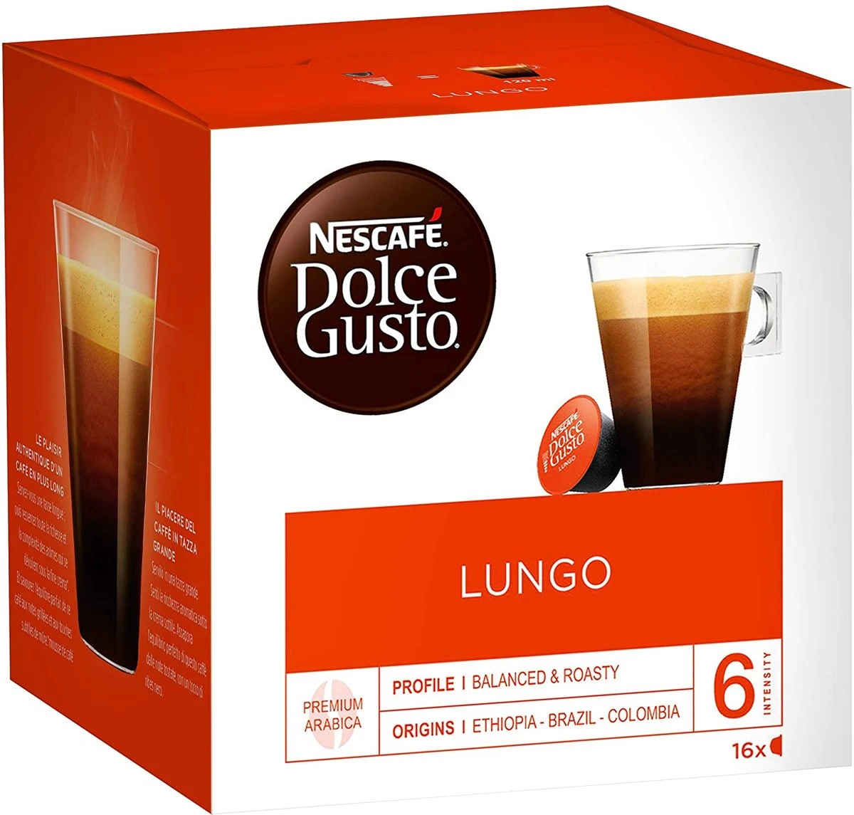 NESCAFÉ Dolce Gusto Lungo Koffiecups 3 Doosjes à 16 Capsules Geschikt Voor 48 Kopjes 3 NESCAFÉ Dolce Gusto Lungo Koffiecups 3 Doosjes à 16 Capsules Geschikt Voor 48 Kopjes