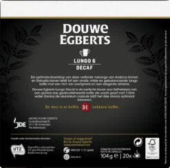Douwe Egberts Lungo Decaf (6) - 10 X 20 Koffiecups -Beroemde Koffie Winkel 1200x1186 1