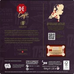 Douwe Egberts D.E Café Lungo Koffiecups - Intesiteit 8/12 - 10 X 20 Capsules 13 Douwe Egberts D.E Café Lungo Koffiecups - Intesiteit 8/12 - 10 X 20 Capsules -Beroemde Koffie Winkel 1200x1186 7
