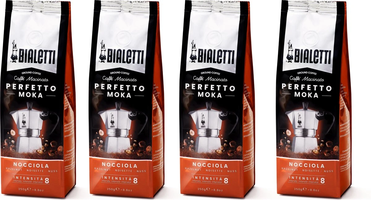 Bialetti Moka Hazelnut Gemalen Koffie - 4x 250 Gram 3 Bialetti Moka Hazelnut Gemalen Koffie - 4x 250 Gram