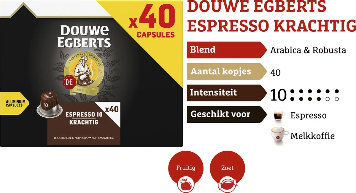 Douwe Egberts Espresso Krachtig (10) - 5 X 40 Koffiecups 7 Douwe Egberts Espresso Krachtig (10) - 5 X 40 Koffiecups - Afbeelding 5