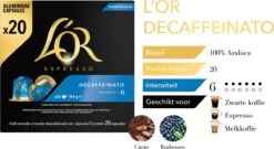L'OR Espresso Decaffeinato (6) - 10 X 20 Koffiecups -Beroemde Koffie Winkel 1200x656 2