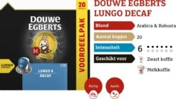 Douwe Egberts Lungo Decaf (6) - 10 X 20 Koffiecups -Beroemde Koffie Winkel 1200x681