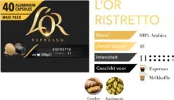 L'OR Espresso Ristretto Koffiecups - Intensiteit 11/12 - 4 X 40 Capsules -Beroemde Koffie Winkel 1200x691 1