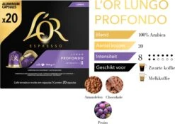 L'OR Lungo Profondo Koffiecups - Intensiteit 8/12 - 10 X 20 Capsules -Beroemde Koffie Winkel 1200x852
