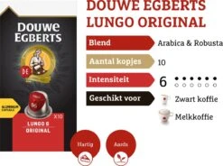 Douwe Egberts Lungo Original Koffiecups - Intensiteit 6/12 - 10 X 10 Capsules -Beroemde Koffie Winkel 1200x895 1