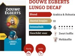 Douwe Egberts Lungo Decaf Koffiecups - Intensiteit 6/12 - 10 X 10 Capsules -Beroemde Koffie Winkel 1200x895