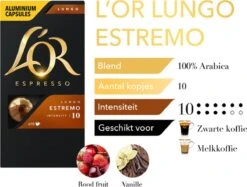 L'OR Lungo Estremo Koffiecups - Intensiteit 10/12 - 10 X 10 Capsules -Beroemde Koffie Winkel 1200x907