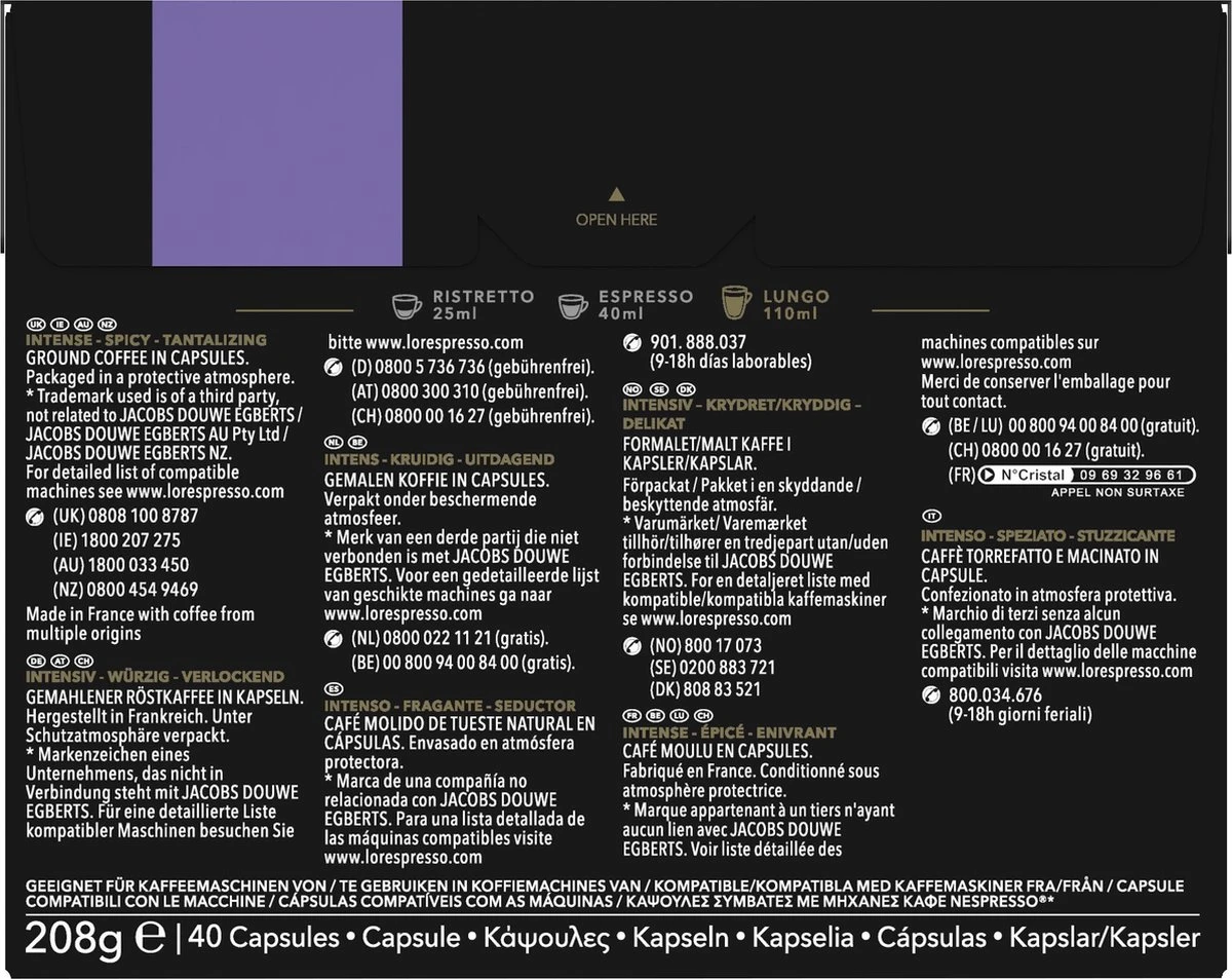 L'OR Lungo Profondo Koffiecups - Intensiteit 8/12 - 4 X 40 Capsules 4 L'OR Lungo Profondo Koffiecups - Intensiteit 8/12 - 4 X 40 Capsules - Afbeelding 2