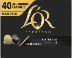 L'OR Espresso Ristretto Koffiecups - Intensiteit 11/12 - 4 X 40 Capsules -Beroemde Koffie Winkel 1200x965 2