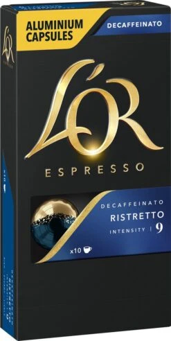 L'OR Espresso Ristretto Decaffeinato - Intensiteit 9/12 - 10 X 10 Capsules -Beroemde Koffie Winkel 603x1200
