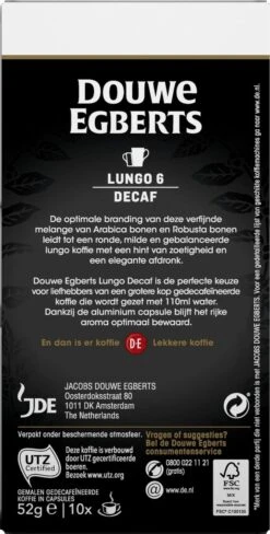 Douwe Egberts Lungo Decaf Koffiecups - Intensiteit 6/12 - 10 X 10 Capsules -Beroemde Koffie Winkel 607x1200 3