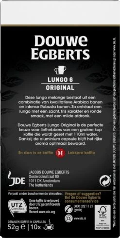 Douwe Egberts Lungo Original Koffiecups - Intensiteit 6/12 - 10 X 10 Capsules -Beroemde Koffie Winkel 607x1200 8