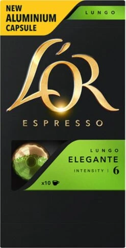 L'OR Lungo Elegante Koffiecups - Intensiteit 6/12 - 10 X 10 Capsules -Beroemde Koffie Winkel 609x1200