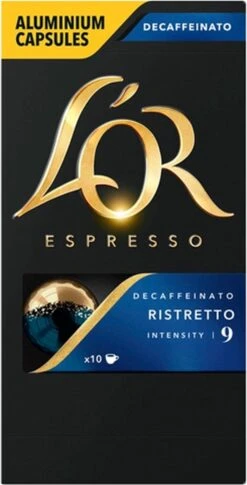 L'OR Espresso Ristretto Decaffeinato - Intensiteit 9/12 - 10 X 10 Capsules -Beroemde Koffie Winkel 611x1200 1