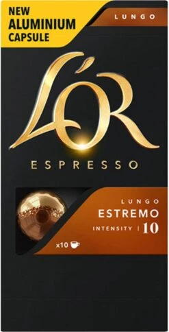 L'OR Lungo Estremo Koffiecups - Intensiteit 10/12 - 10 X 10 Capsules -Beroemde Koffie Winkel 612x1200
