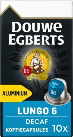 Douwe Egberts Lungo Decaf Koffiecups - Intensiteit 6/12 - 10 X 10 Capsules -Beroemde Koffie Winkel 643x1200 1