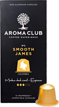 Beroemde Koffie Winkel 42 Aroma Club - Nespresso Compatible Capsules (120 St.) - No. 2 Smooth James - Intensiteit 3/5 - Espresso & Lungo - 100% Aluminium Koffiecups