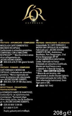 L'OR Lungo Estremo Koffiecups - Intensiteit 10/12 - 4 X 40 Capsules 13 L'OR Lungo Estremo Koffiecups - Intensiteit 10/12 - 4 X 40 Capsules -Beroemde Koffie Winkel 750x1200