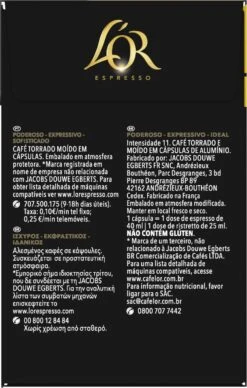 L'OR Espresso Ristretto Koffiecups - Intensiteit 11/12 - 4 X 40 Capsules -Beroemde Koffie Winkel 764x1200