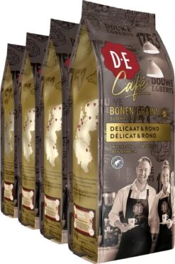 Nieuwkomers 21 Douwe Egberts D.E Café Delicaat Rond Koffiebonen - Intensiteit 5/9 - 4 X 500 Gram