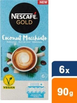 Nescafé Gold Coconut Macchiato Oploskoffie - 6 Doosjes à 6 Zakjes -Beroemde Koffie Winkel 901x1200