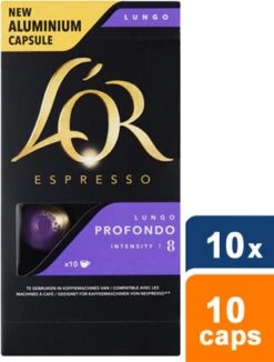L'OR Lungo Profondo Koffiecups - Intensiteit 8/12 - 10 X 10 Capsules -Beroemde Koffie Winkel 909x1200 1