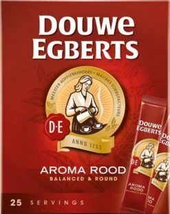 Douwe Egberts Aroma Rood Sticks Oploskoffie - 6 X 25 Zakjes -Beroemde Koffie Winkel 954x1200 1