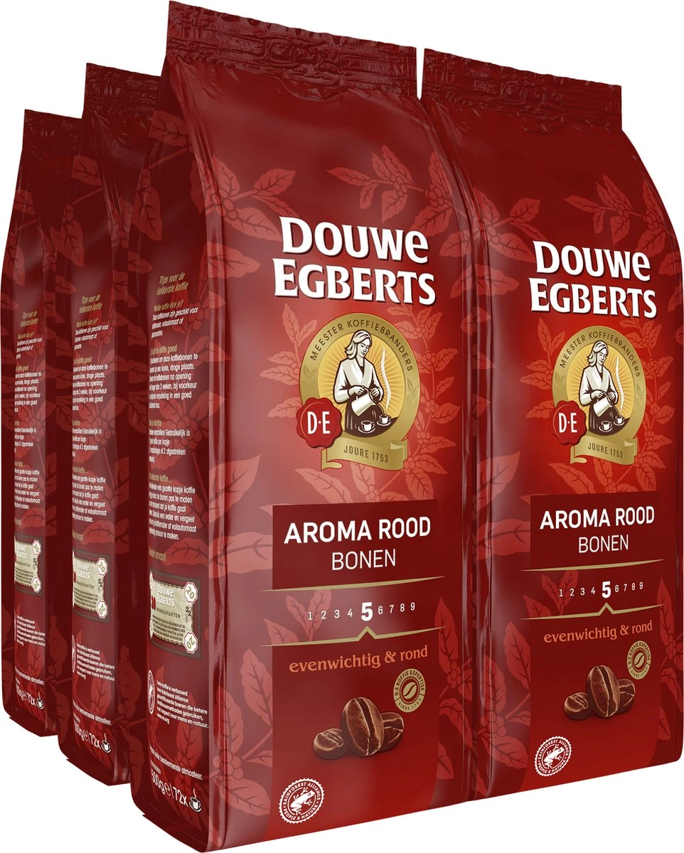 Douwe Egberts Aroma Rood Koffiebonen - 6 X 500 Gram 4 Douwe Egberts Aroma Rood Koffiebonen - 6 X 500 Gram - Afbeelding 2